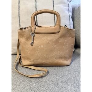 Vintage Fossil Embossed Leather Crossbody bag